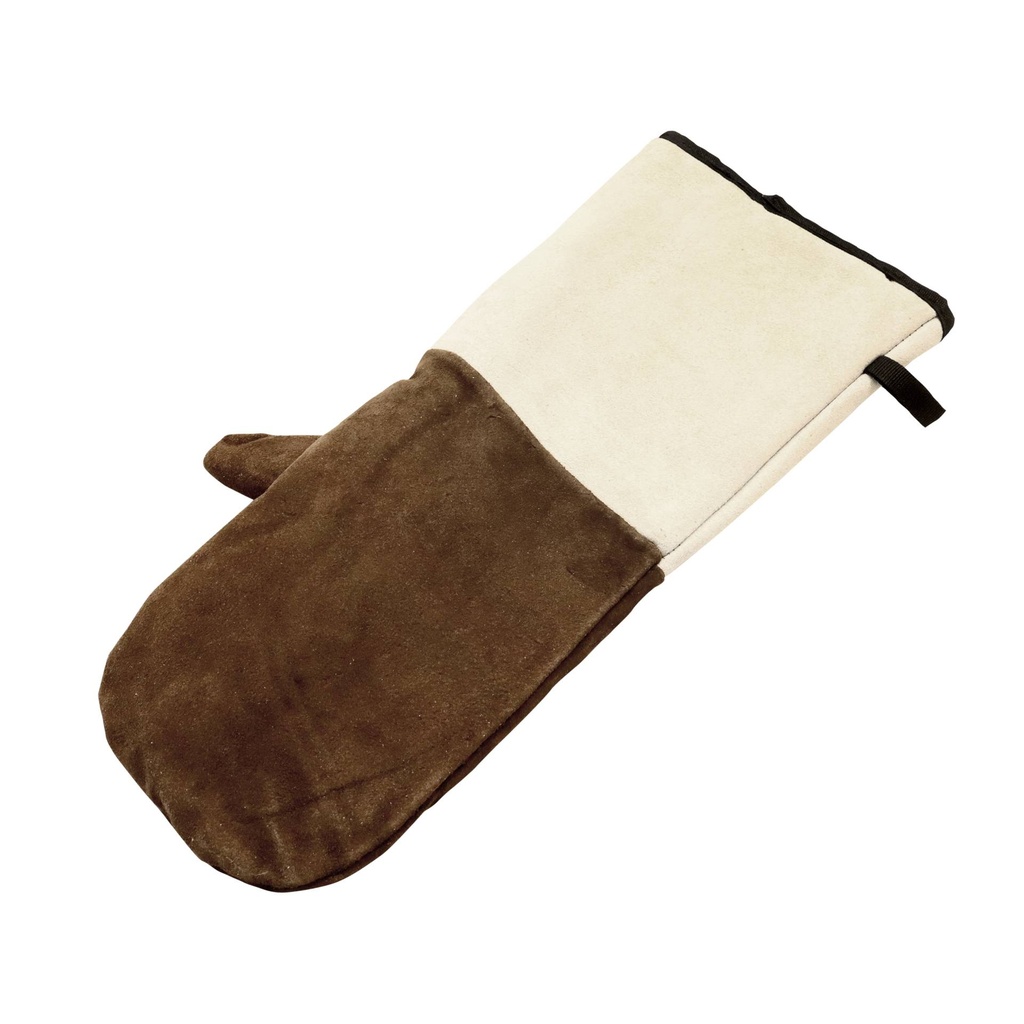 Backhandschuhe aus Leder, 450 mm, braun-grau