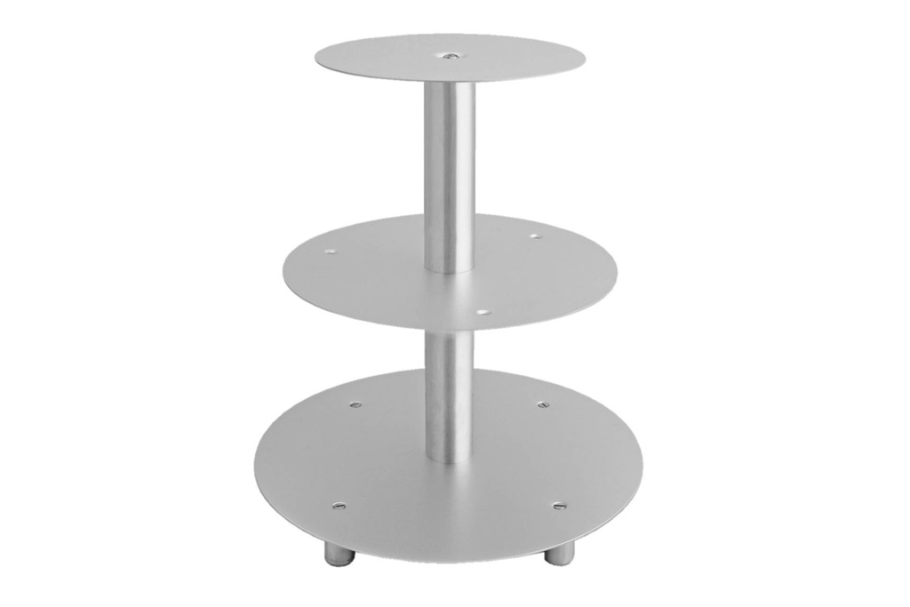 Etagen-Tortenständer aus Aluminium, 3-teilig, silber