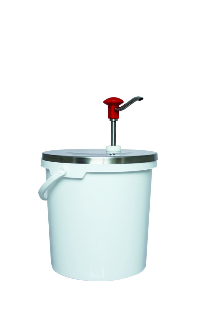 Druckknopf Dosierspender aus Edelstahl und Polypropylen, 10 l, rot