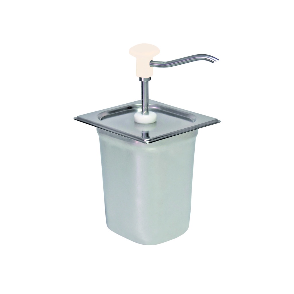 Druckknopf Dosierspender aus Edelstahl, 3 Liter, weiß