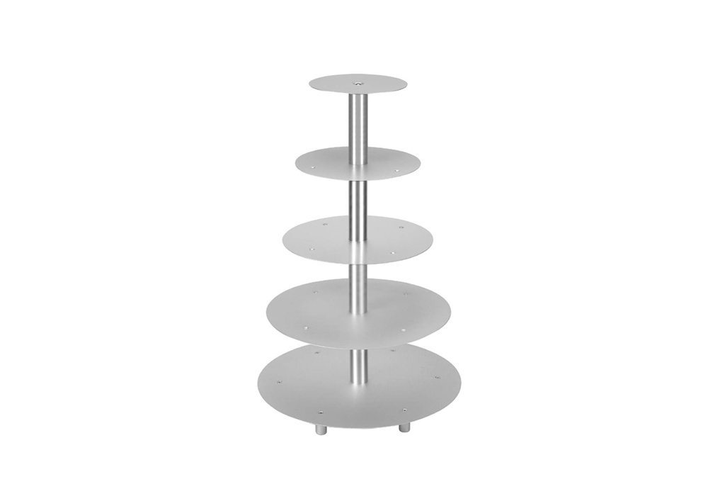 Etagen-Tortenständer aus Aluminium, 5-teilig, silber