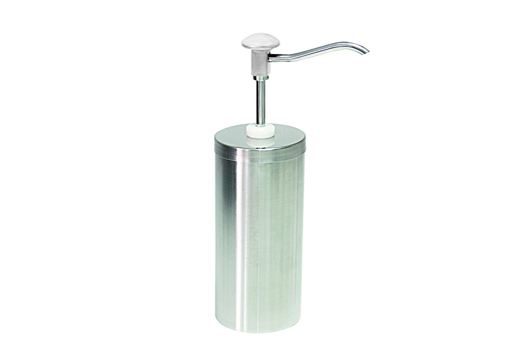 Druckknopf Dosierspender aus Edelstahl, Ø 120 mm, weiß