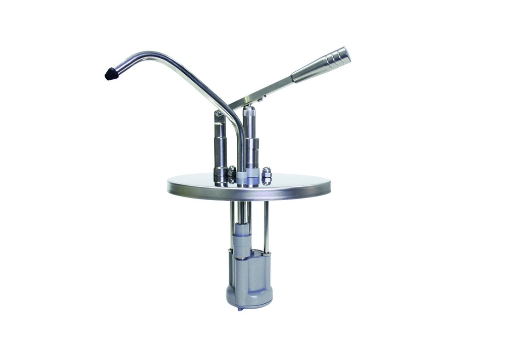 Hebel Dosierspender aus Edelstahl und Polymethylmethacrylat, 380 mm, Ø 220 mm