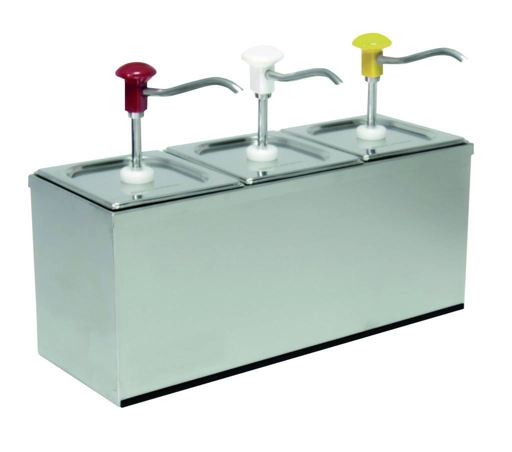 Druckknopf Dosierspender aus Edelstahl, 3 x 3 l