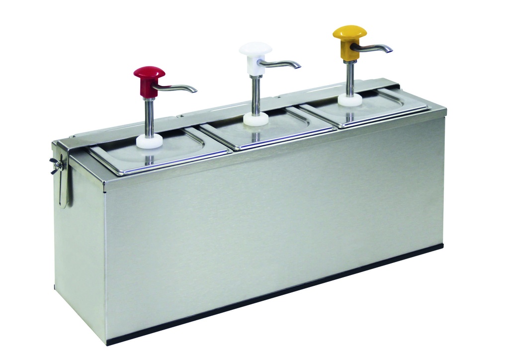 Druckknopf Dosierspender aus Edelstahl, 3 x 3 l