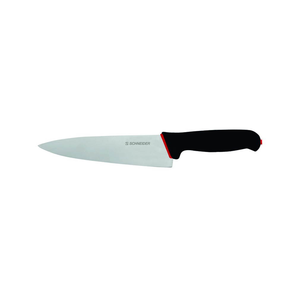 Kochmesser aus Stahl, 200 mm, schwarz-rot