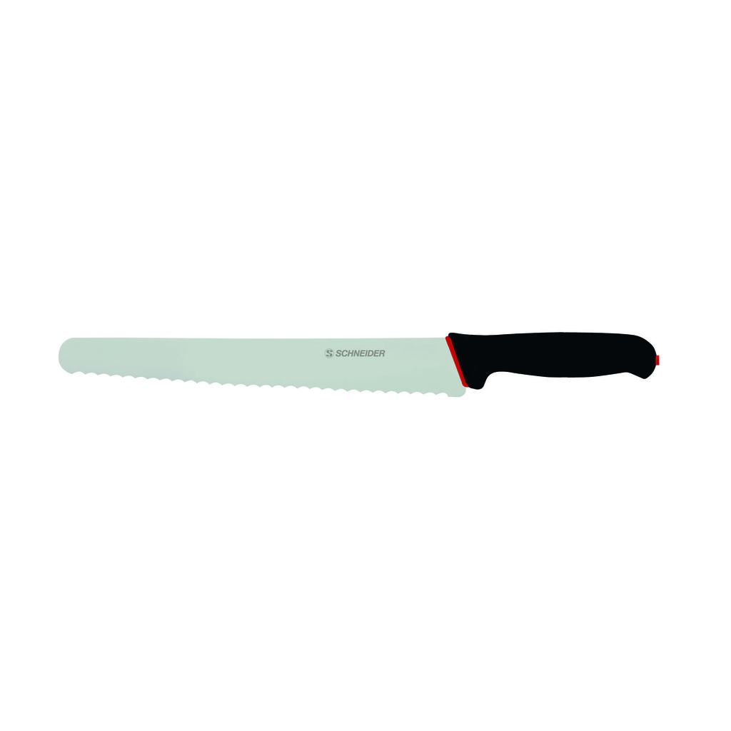 Brotmesser aus Edelstahl, 260 mm, schwarz-rot