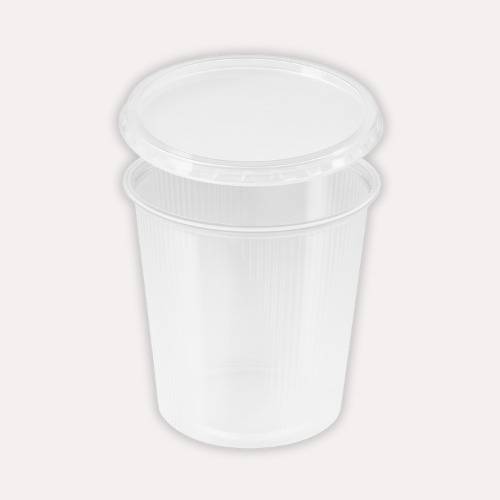 Feinkostbecher rund 500 ml – inkl. Deckel im Kombipack