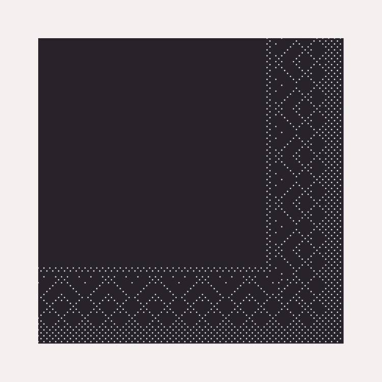 Cocktailserviette 24x24 cm, 3-lagig, schwarz