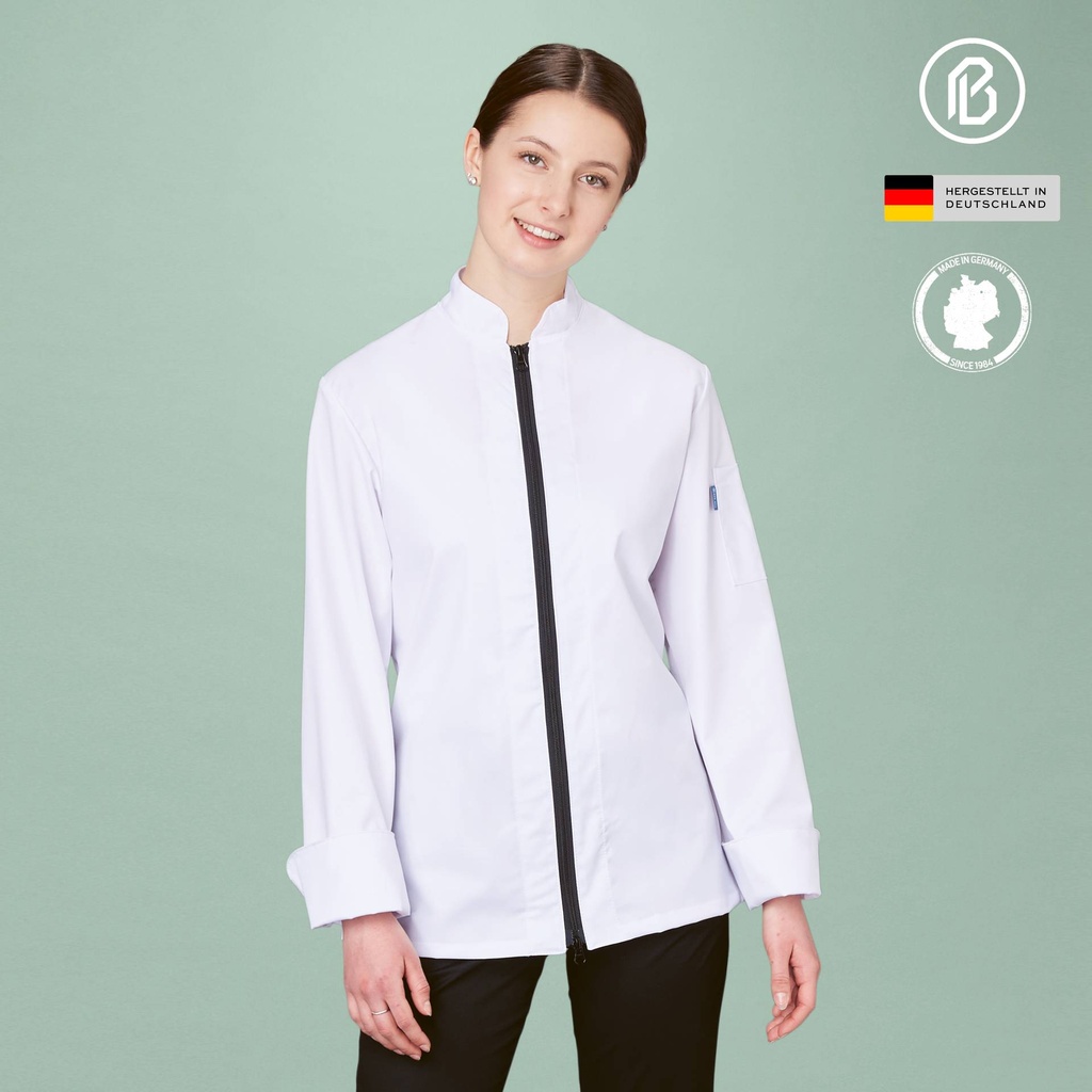Buran-Rike, weiße Damen-Kochjacke
