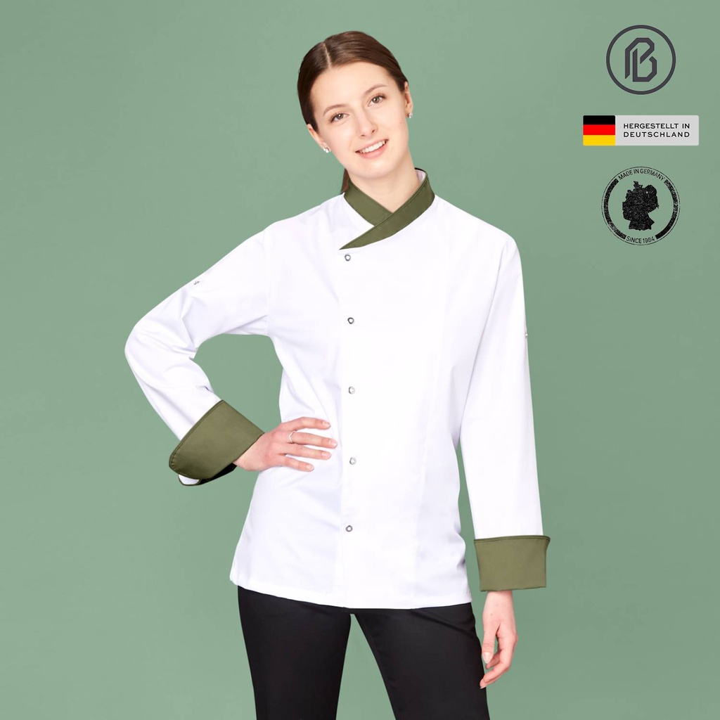 Fifty-Fiona, weiße Damen-Kochjacke