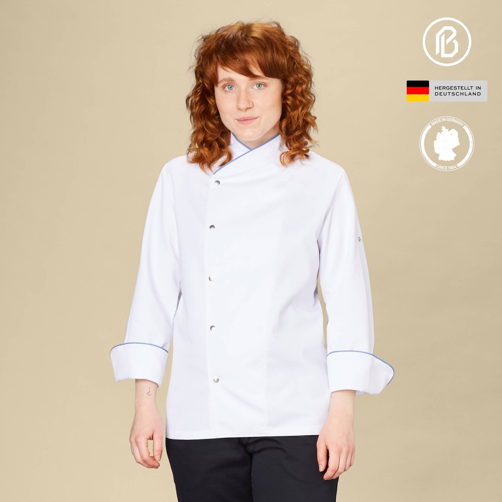Buran-Fiona, weiße Damen-Kochjacke