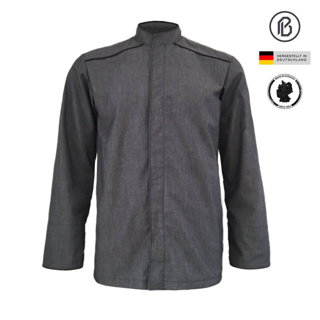 Treck-Henry, Denim-schwarz, mit verdeckter Knopfreihe