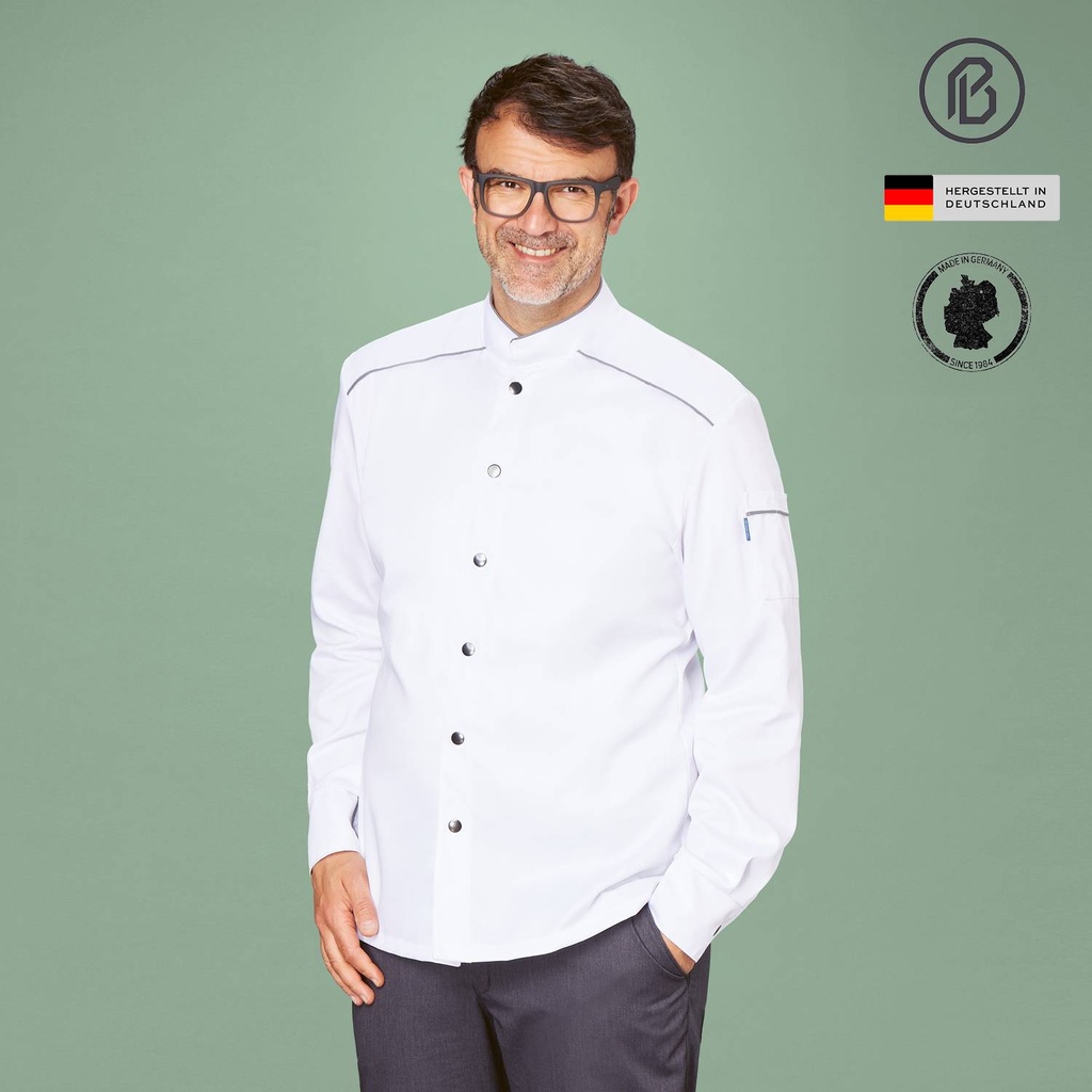 Soft-Henry, weiße Herren-Kochjacke