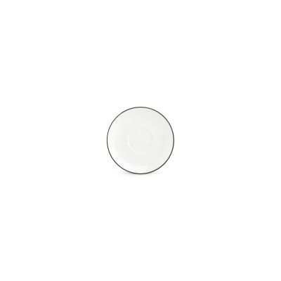 Untertasse grüner Rand Basic White aus Porzellan
