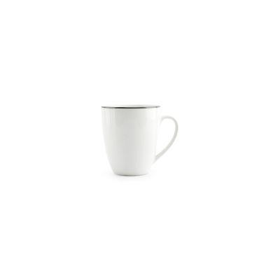 Becher grüner Rand Basic aus Porzellan, 38 cl, weiß