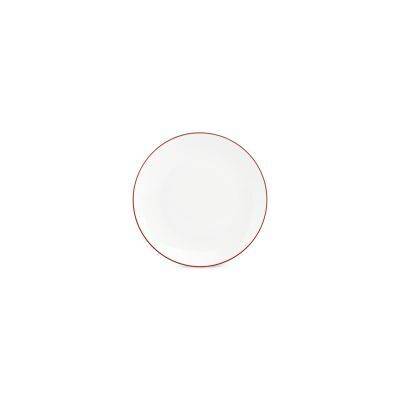 Teller Coupe burgunderfarbener Rand Basic White, 20,5 cm