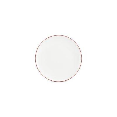 Teller Coupe burgunderfarbener Rand Basic White, 24 cm