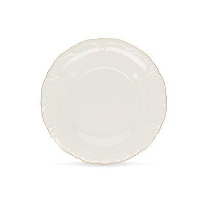 Flacher Teller mit goldenem Rand Retro aus Porzellan, 27 cm