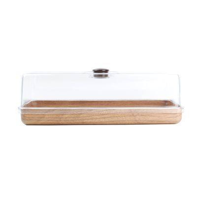 Servierplatte mit Glocke Buffet, 39 x 16 cm, braun