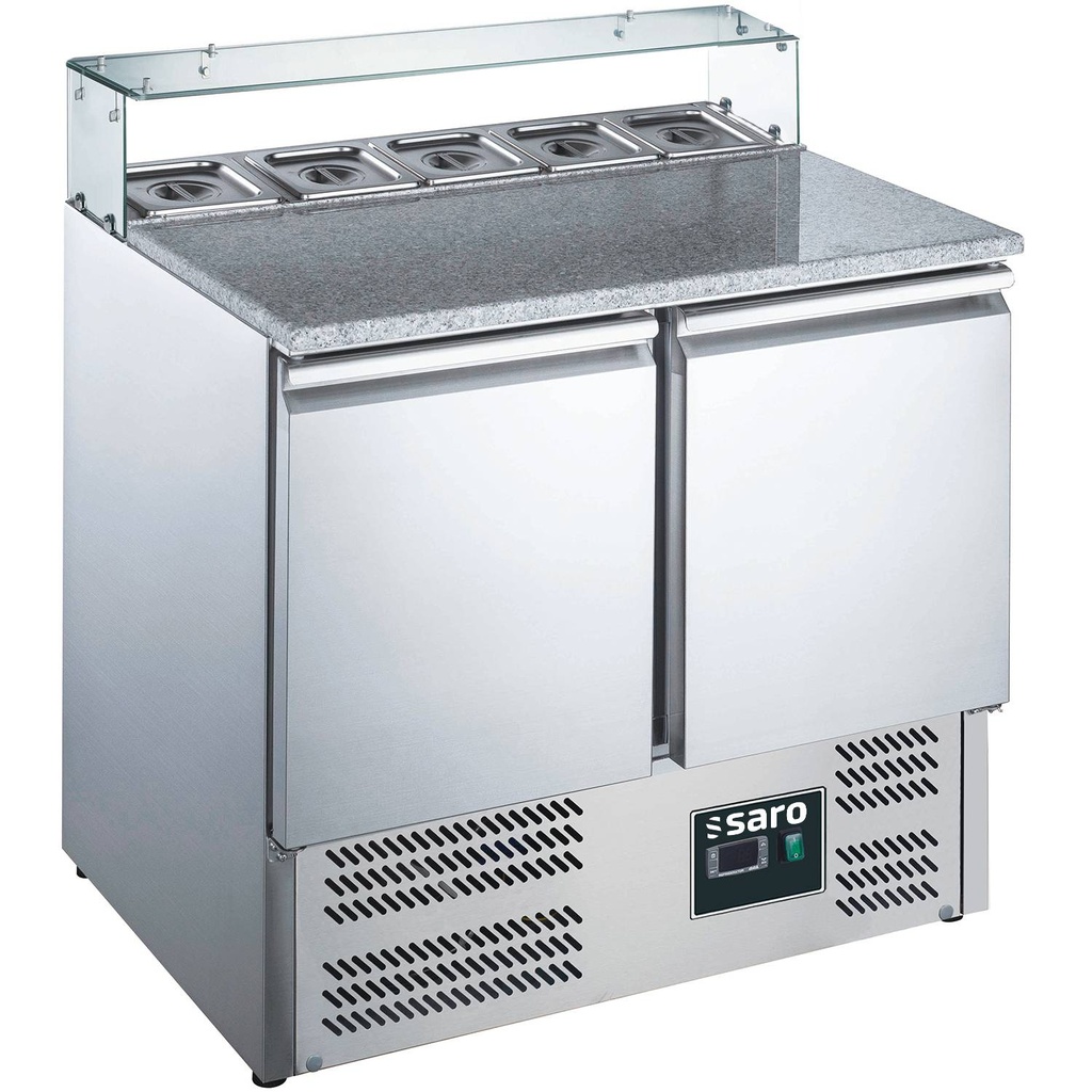 SARO Pizzatisch, 2 Türen, Glasaufsatz, Modell EPS 900G