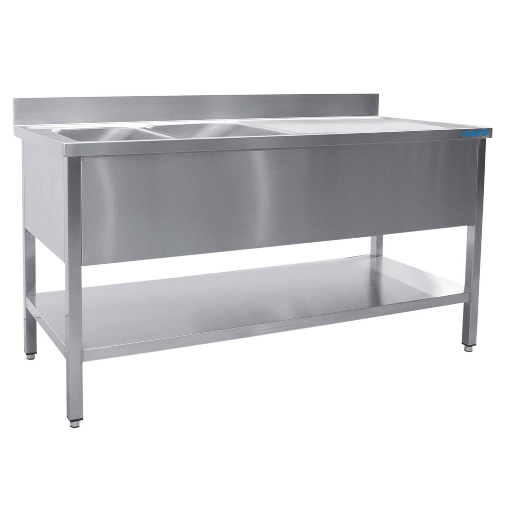 SARO Spültisch 2 Becken, links - B 1600 x T 600 mm