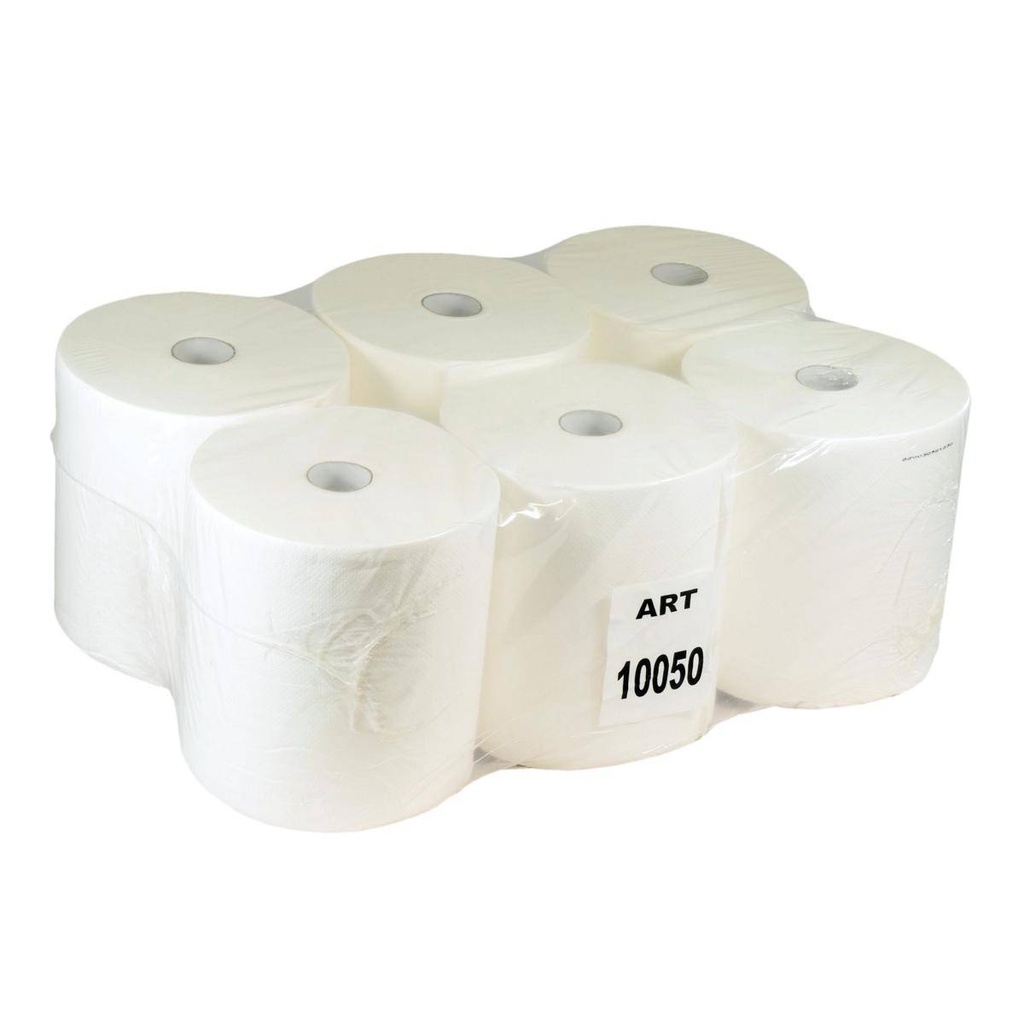Papierhandtücher Rollenhandtücher Außenabrollung 2-lagig, 100% Zellstoff weiß, 140 m, "CON ROLL", endlos | 6 Rollen