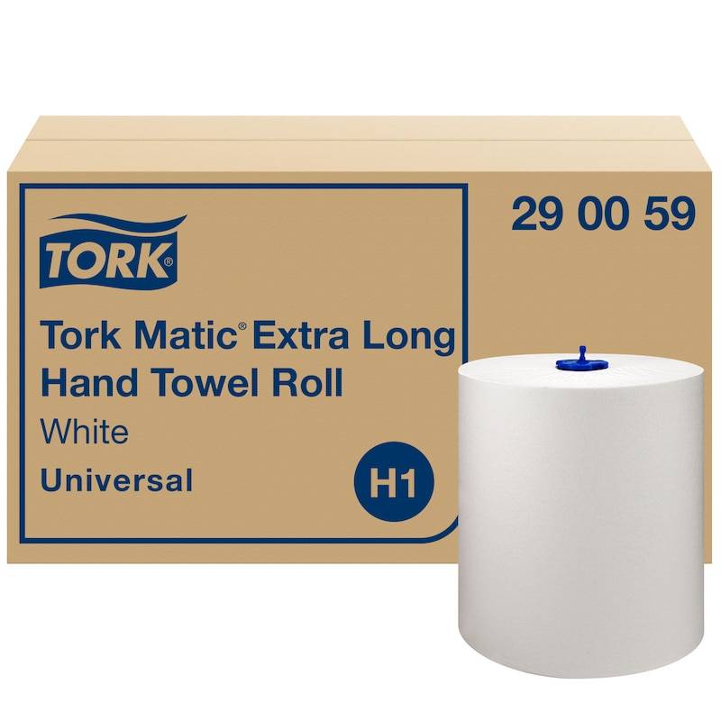 Papierhandtücher Putztuchrolle Außenabrollung 1-lagig, weiß, 280 m, "Tork Matic" | 6 Rollen