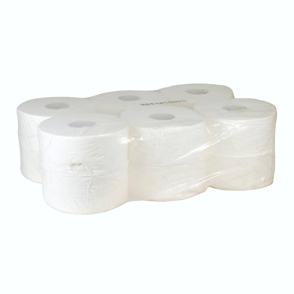 Papierhandtücher Rollenhandtücher Außenabrollung 2-lagig, Zellulose weiß, 100 m | 6 Rollen