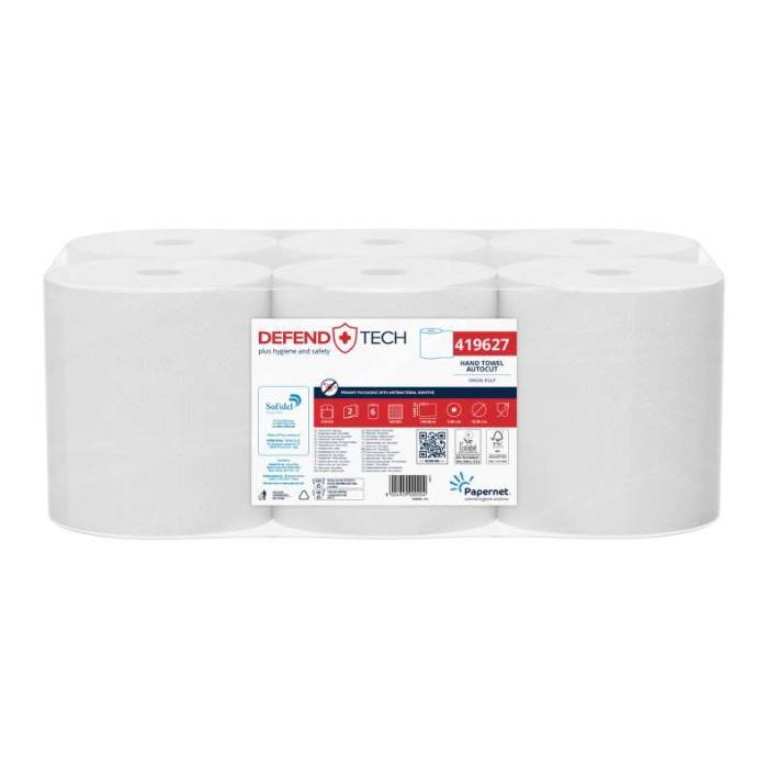Papierhandtücher Rollenhandtücher Außenabrollung 2-lagig, 100% Zellstoff weiß, 140 m, endlos | 6 Rollen
