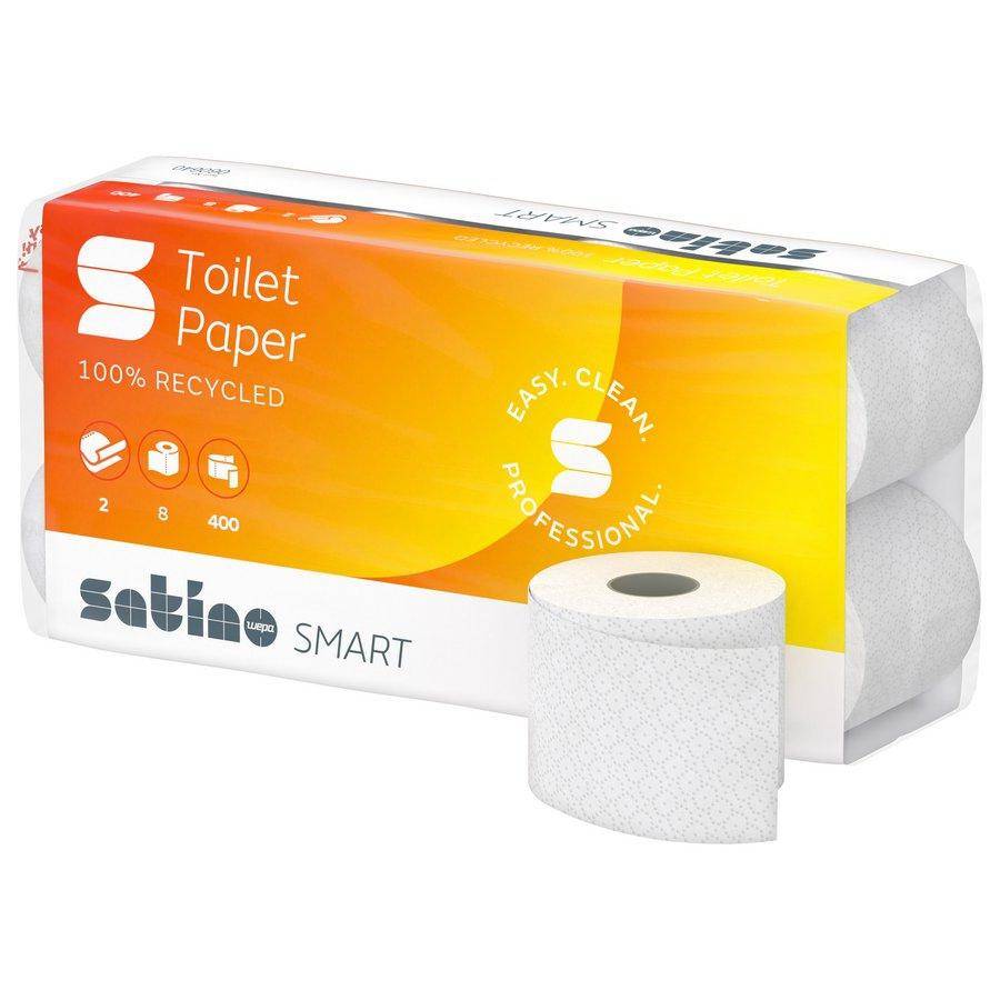 Toilettenpapier 2-lagig, 400 Blatt/Rolle, Recycling weiß "Wepa Smart" | 48 Rollen/Sack