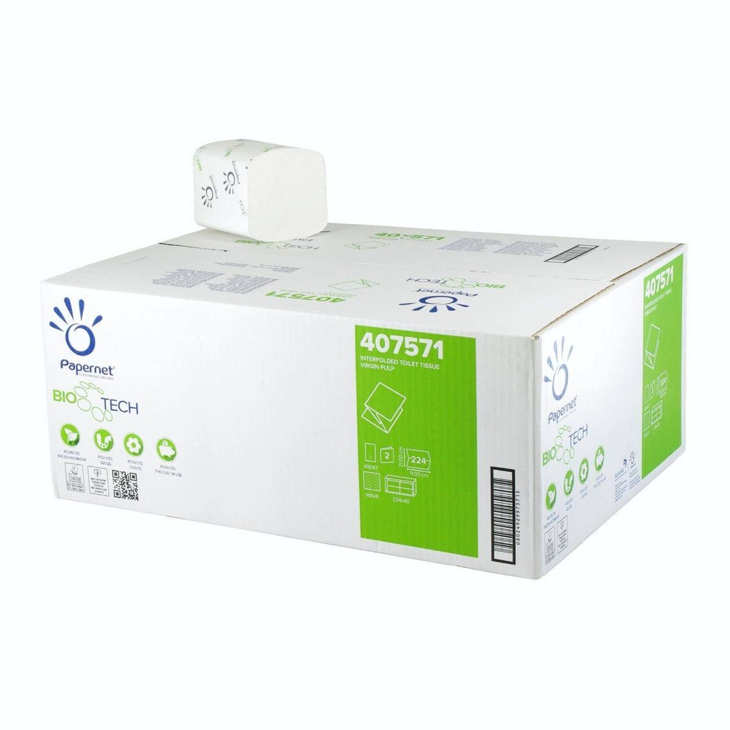 Toilettenpapier Einzelblatt 2-lagig, weiß | 40 x 224 Blatt/Karton (=8960 Blatt)