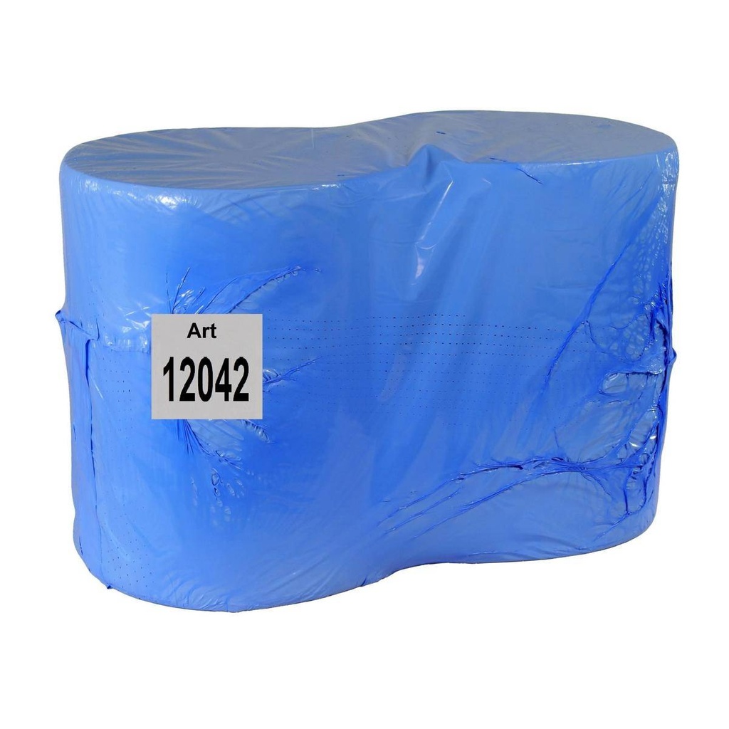 Papierhandtücher Putztuchrolle Außenabrollung 3-lagig, Recycling blau, perforiert 500 Blatt/Rolle, 38 cm breit | 2 Rollen