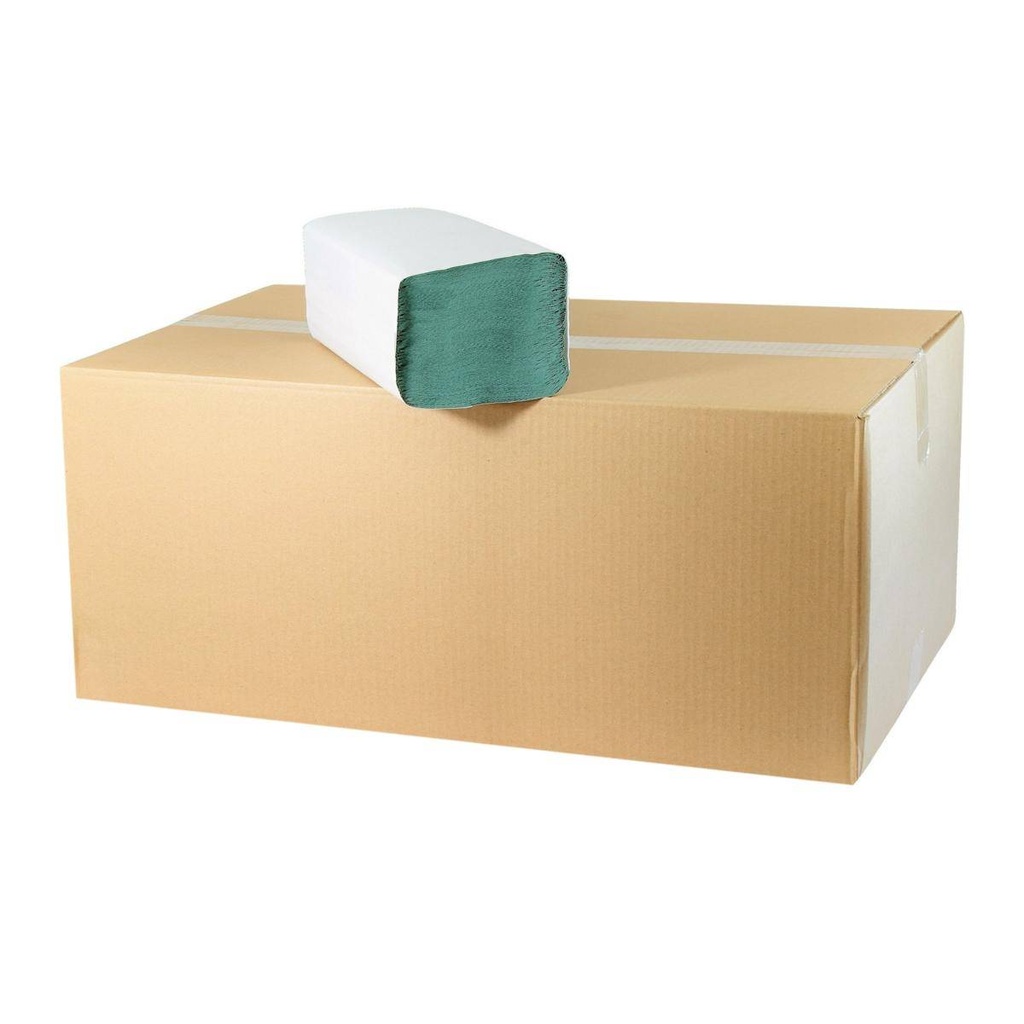 Papierhandtücher 1-lagig, 25 x 23 cm, Zick-Zack-Falz, grün | 5.000 Blatt/Karton
