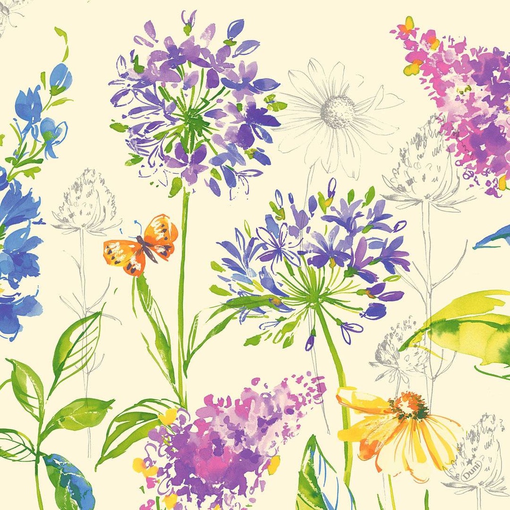 DUNI Zelltuch-Servietten 40 x 40 cm, 3-lagig, 1/4 Falz, 250 Stück/Pack | mit Motiv Sweet Spring