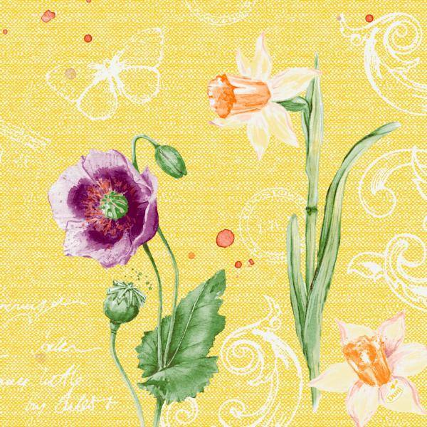 DUNI Zelltuch-Servietten 40 x 40 cm, 3-lagig, 1/4 Falz, 250 Stück/Pack | mit Motiv Spring Lilies