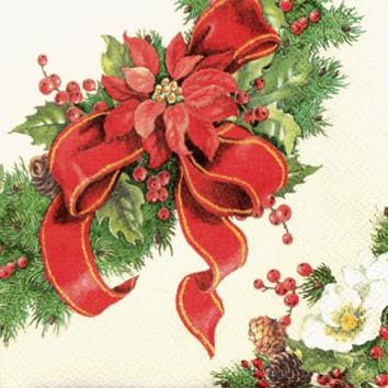 HOME FASHION Servietten 25 x 25 cm, 3-lagig, 1/4 Falz, 20 Stück/Pack | mit Motiv " Weihnachtsstern"