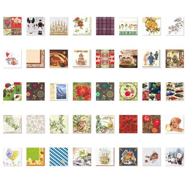 HOME FASHION Zelltuch-Servietten 33 x 33 cm, 3-lagig, 1/4 Falz, 20 Stück/Pack | mit Motiv