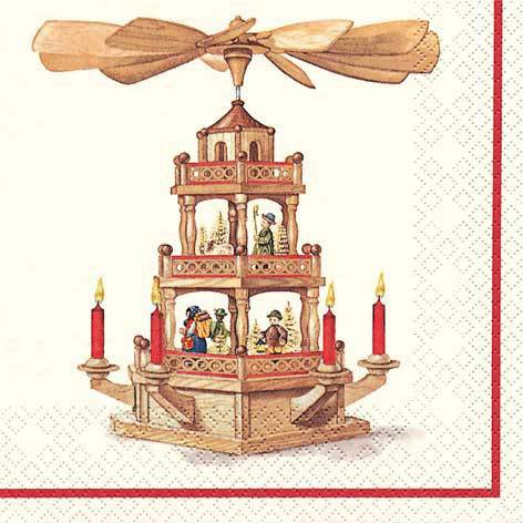 HOME FASHION Zelltuch-Servietten 33 x 33 cm, 3-lagig, 1/4 Falz, 20 Stück/Pack | mit Motiv "Pyramide"
