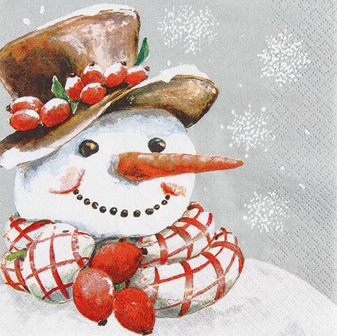 HOME FASHION Zelltuch-Servietten 33 x 33 cm, 3-lagig, 1/4 Falz, 20 Stück/Pack | mit Motiv "Frosty"