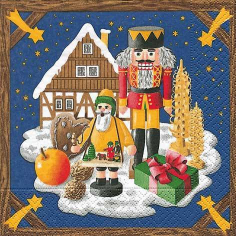 HOME FASHION Zelltuch-Servietten 33 x 33 cm, 3-lagig, 1/4 Falz, 20 Stück/Pack | mit Motiv "Weihnachtsland"