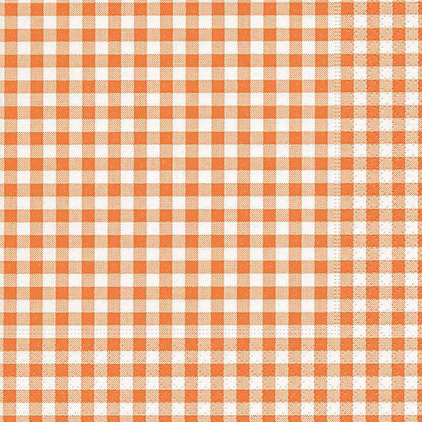 PAPER+DESIGN Zelltuch-Servietten 33 x 33 cm, 3-lagig, 1/4 Falz, 20 Stück/Pack | mit Motiv "New Vichy" orange/weiß