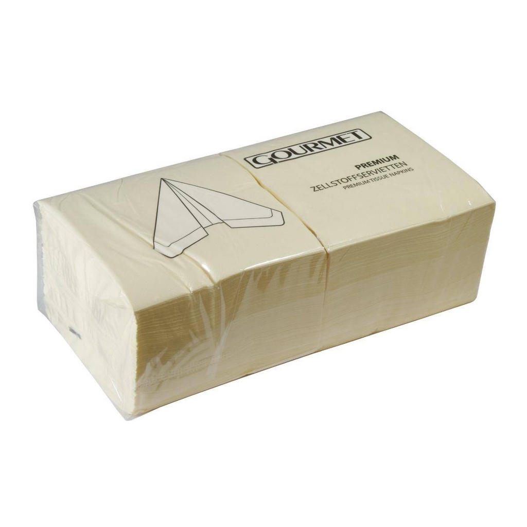 Gourmet Premium Zelltuch-Servietten 33 x 33 cm, 3-lagig, 1/4 Falz, 250 Stück/Pack | Uni Champagner