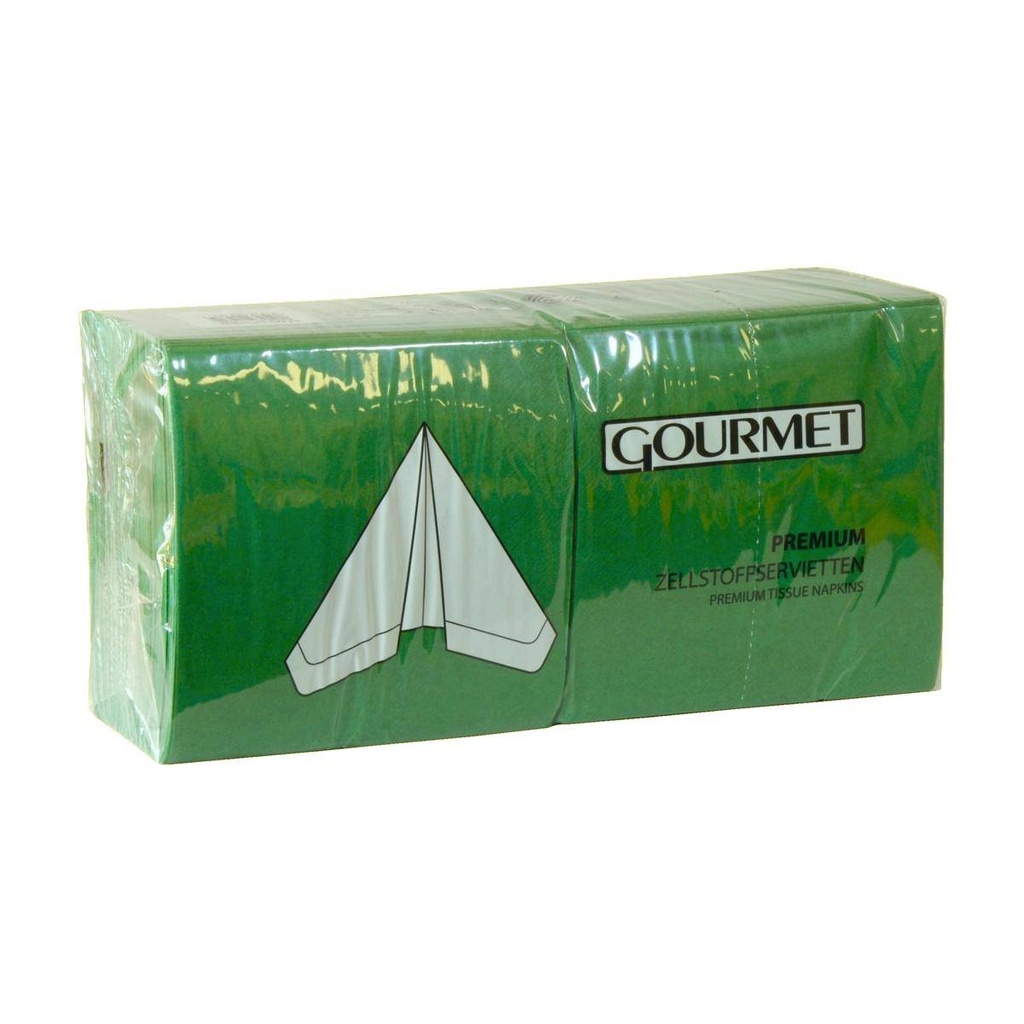 Gourmet Premium Zelltuch-Servietten 33 x 33 cm, 3-lagig, 1/4 Falz, 250 Stück/Pack | Uni Dunkelgrün