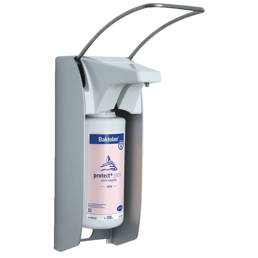 Eurospender 1 plus für 500 ml Flaschen, kurzer Armhebel (160 mm tief) | Metall | DHP Kunstoff Einwegpumpe