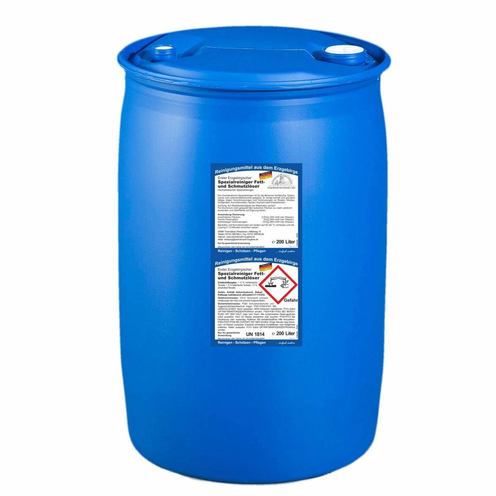 Erster Erzgebirgischer Spezialreiniger, Fett- und Schmutzlöser | 200 Liter