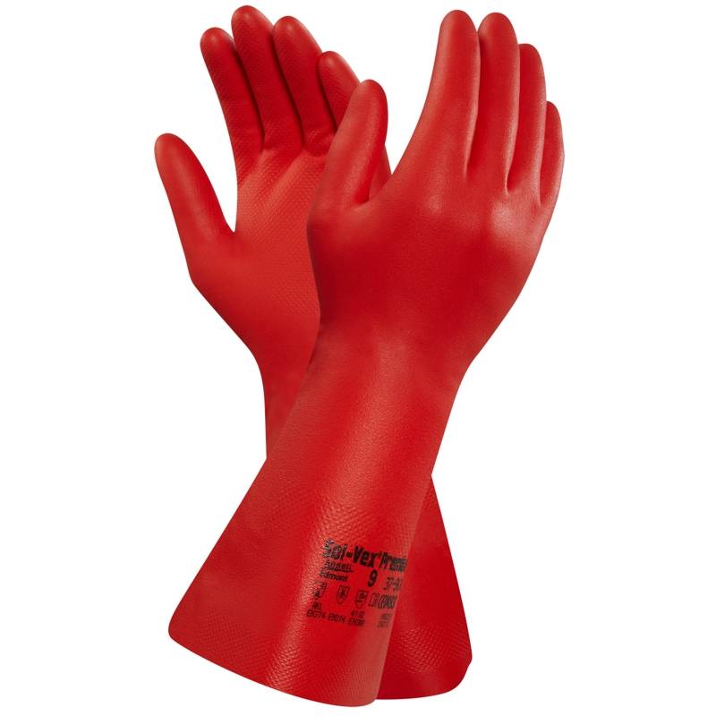 Chemikalienschutzhandschuhe aus Nitril "Ansell Edmont Sol-Vex", rot Größe 10