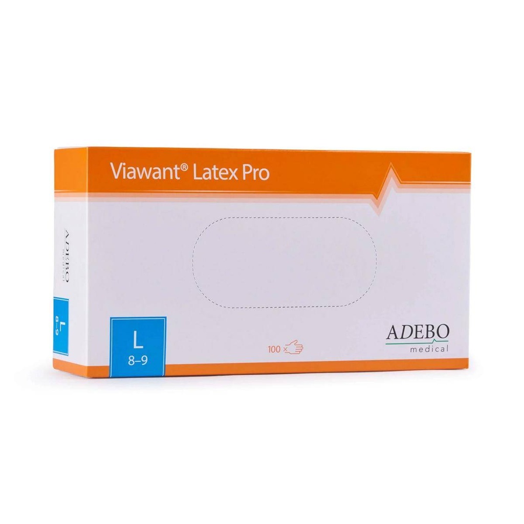 Einweghandschuhe Latex, puderfrei, weiß, "Viawant Latex Pro", 100 Stück/Box | Größe L