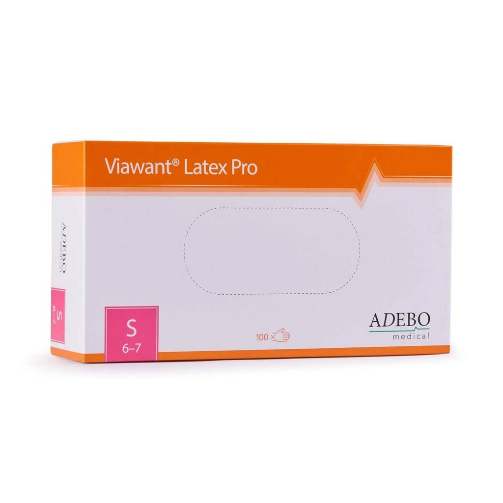 Einweghandschuhe Latex, puderfrei, weiß, "Viawant Latex Pro", 100 Stück/Box | Größe S