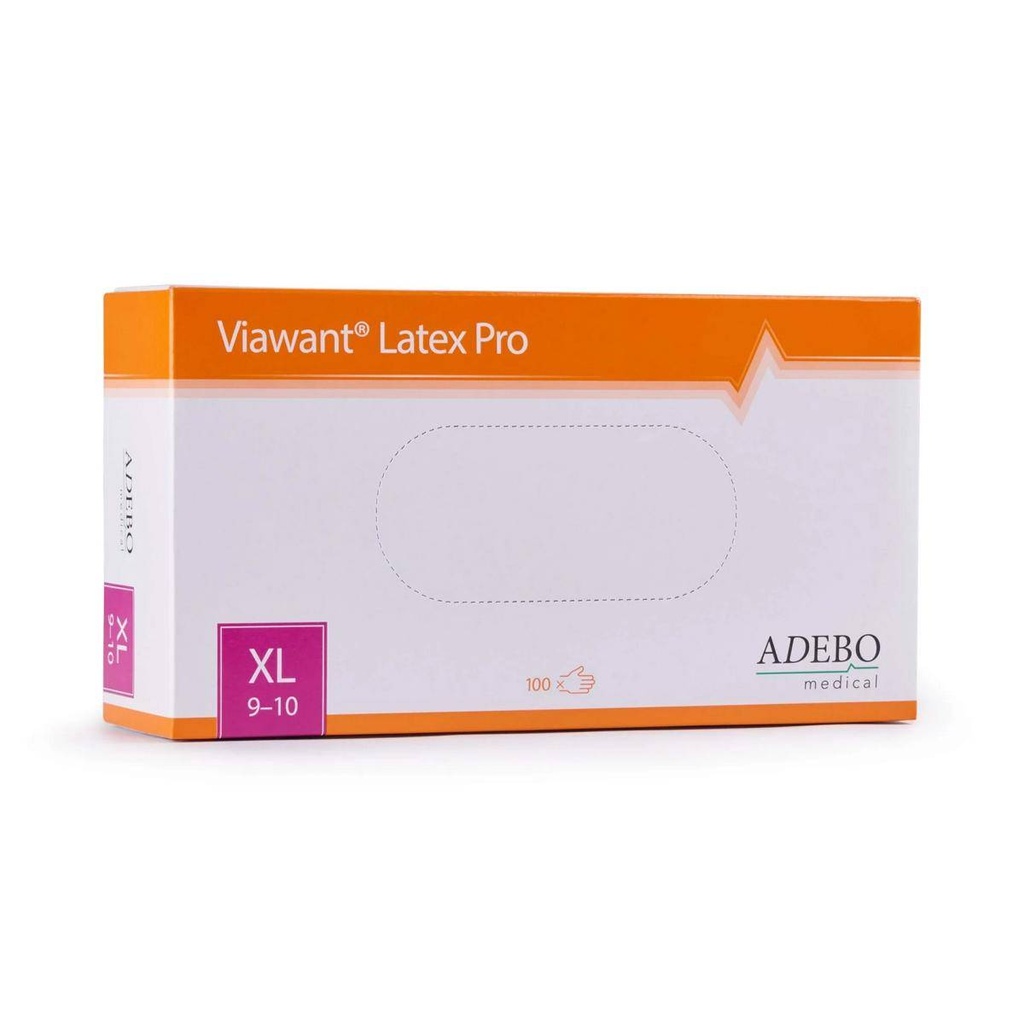 Einweghandschuhe Latex, puderfrei, weiß, "Viawant Latex Pro", 100 Stück/Box | Größe XL